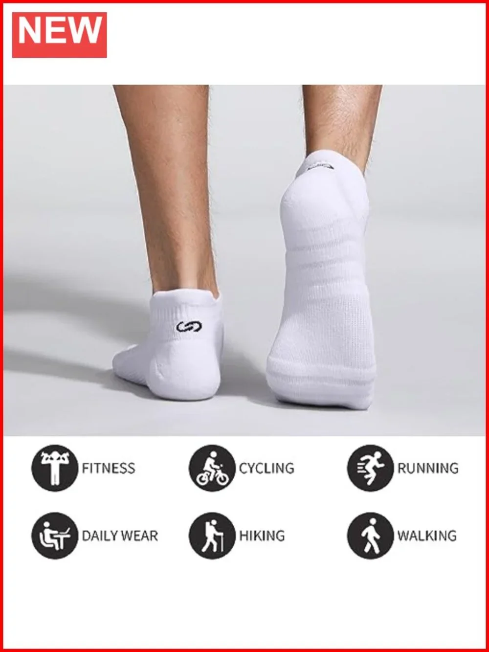 6 Pairs Cushioned Anti-Blister Tab Ankle Socks Running Athletic Low Cut